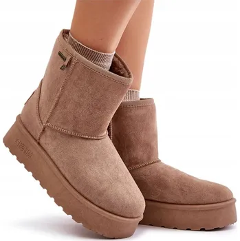 Dámské tenisky SNĚHULE NA PLATFORMĚ Z EKO SEMIŠE VYSOKÉ BIG STAR OO274A097 BÉŽOVÉ 39