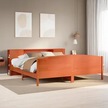 Postel VidaXL Postel s regálem, bez matrace, 180x200 cm, masivní borovicové dřevo