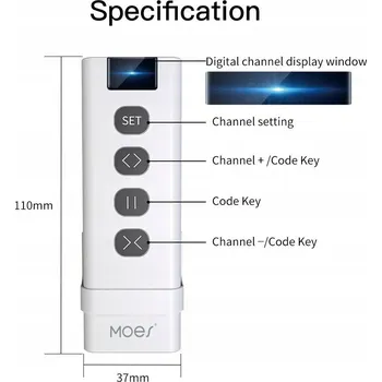 vypínač Spínač Moes OVLADAČ ROLETY ZIGBEE+RF ZigBee