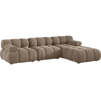 Pohovka Micadoni Tmavě béžová sametová rohová pohovka Bellis 282 cm, pravá