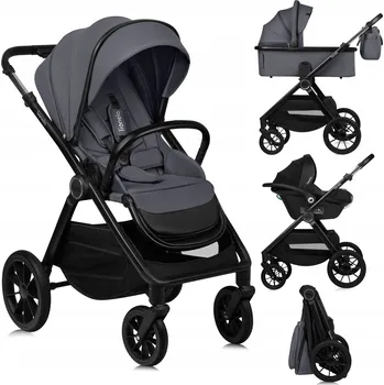 Kočárek KOČÁREK 3v1 KORBIČKA SPORTOVNÍ VERZE AUTOSEDAČKA LIONELO LO-LAYLA 3IN1 GREY STONE