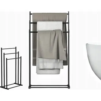 Věšák LOFTOVÝ KOVOVÝ STOJAN VĚŠÁK VOLNĚ STOJÍCÍ NA RUČNÍKY ČERNÝ