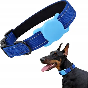 Obojek pro psa Obojek pro psa s držákem AirTag, granátový, velikost XS, reflexní, neoprenový