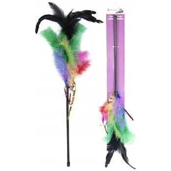 Hračka pro kočku Hračka pro kočky se šantou kočičí Zverky Hračka pro kočky Prut pero kohouta 50 cm