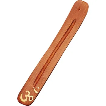 Čajovna Mani Bhadra Mani Bhadra Stojánek na vonné tyčinky Mantra OHM dřevěný, 28 x 3.5 cm