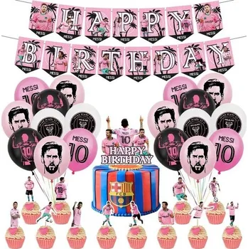 Party dekorace Narozeninové balónky Messiho, dekorace na narozeninovou párty fotbalové hvězdy, transparent k