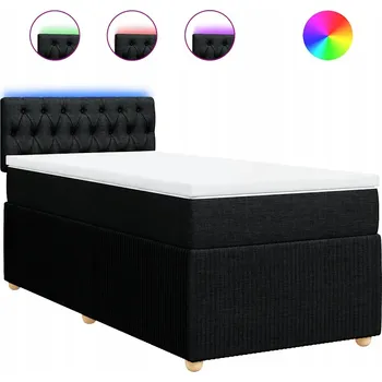 Postel Kontinentální postel 190x90x100,5 cm, černá, s matrací a LED osvětlením