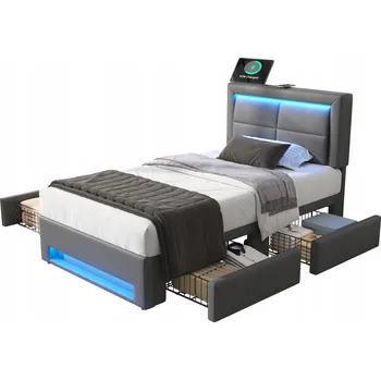 Postel Jednolůžková dřevěná postel Arhatreya 90x200 cm šedá