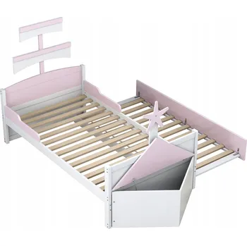 Postel Jednolůžková dřevěná postel Arhatreya 90x200 v odstínech růžové