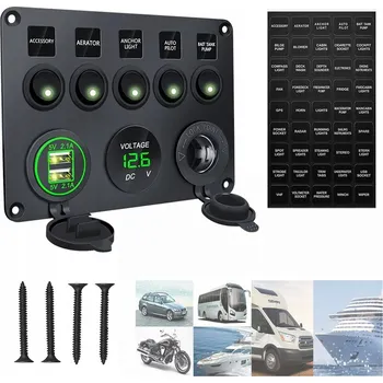 Auto elektroinstalace MULTIFUNKČNÍ PANEL OVLÁDÁNÍ USB NABÍJEČKA 12V ZÁSUVKA ZAPALOVAČE