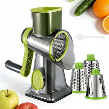 Struhadlo Ruční bubnový stroj na strouhání zeleniny sera oříšků a sušených ovocí, 3 vyměnitelné čepele