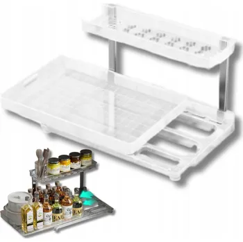 Úložný box Organizér do kuchyně, koupelny, skříněk a spíže, 2 patra, 4 přihrádky, police