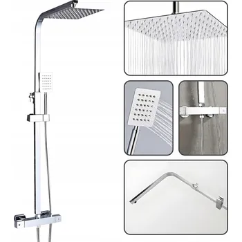 Sprchový set Nástěnný Sprchový set Auralum s termostatickou baterií, dešťová sprcha 24,8 cm