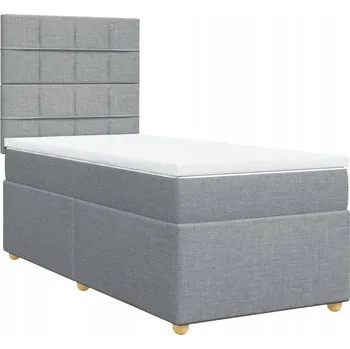 Postel Kontinentální postel 190x90 cm světle šedá s matrací a topperem