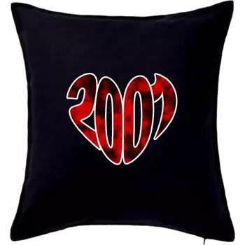 Polštář 2001 v srdci - Polštář 50x50 - 50x50 - Pouze potah ( Černá )