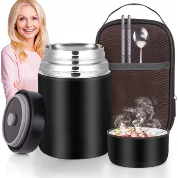 Termoska TERMOSKA NA JÍDLO NA POLÉVKU OBĚDOVÝ BOX TERMO NÁDOBA 800ml s lžící