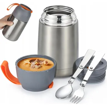 Termoska Termoska na jídlo, obědový box na polévku, oběd, 650 ml + vidlička + lžíce
