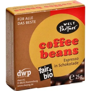 Sušené ovoce WeltPartner Bio kávová zrna v hořké čokoládě, 25 g