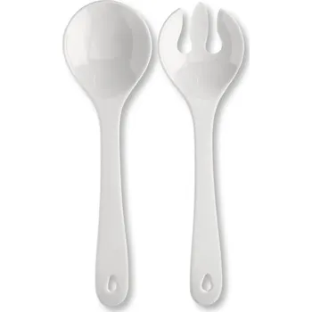 Sada kuchyňského náčiní Plastové servírovací sady na salát (31 cm vysoké, dvoudílné, bílé) - Plastová sada na servírování