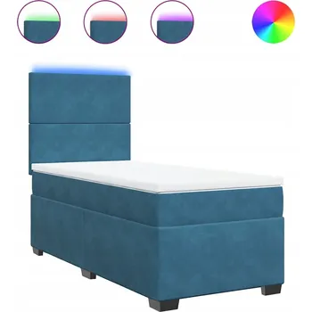 Postel Kontinentální postel 190x90x140,5 cm modrá s LED a topperem