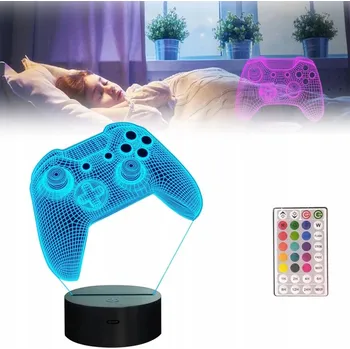 Lampička Noční Lampa 3D LED PAD Kontroler GAMER Type-C USB Dálkové ovládání DÁREK PRO HRÁČE