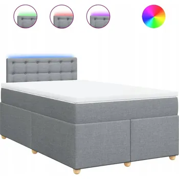 Postel Kontinentální postel s LED, světle šedá, 200 x 120 x 100,5 cm