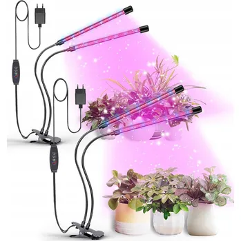 Lampička LED Lampa pro Růst Rostlin s Časovačem, USB, Klipem a Dvojitým Pohyblivým Ramenem 2KS