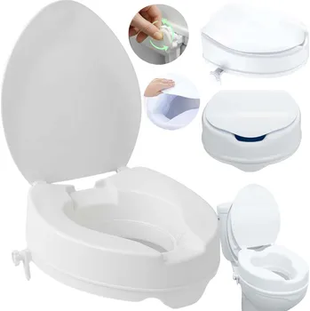 WC sedátko Nástavec na WC sedátko s víkem, zvýšení o 10 cm, ergonomický
