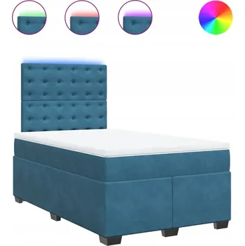 Postel Kontinentální postel s LED, modrá, 190 x 120 x 140,5/150,5 cm