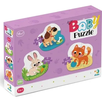 Puzzle Baby puzzle Domácí mazlíčci 3v1 (2,3,4 dílků)