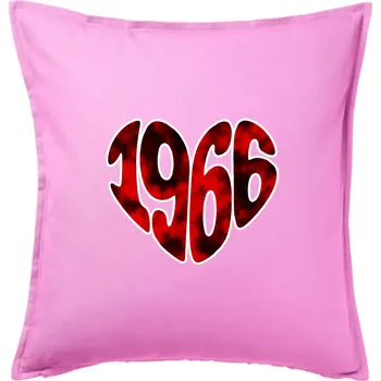 Polštář 1966 v srdci - Polštář 50x50 - 50x50 - Pouze potah ( Růžová )