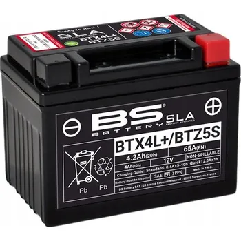 Motobaterie Akumulátor bezúdržbový BS Battery BTX4L+ YTX4L+ 12V 3Ah skútr čtyřkolka ATV