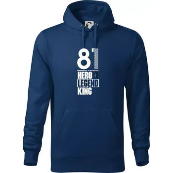 Pánská mikina Hero, Legend, King 1981 - Mikina pánská Cape s kapucí - 5XL ( Půlnoční modrá )