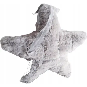 Vánoční ozdoba Závěsná ozdoba na stromeček Velká plyšová hvězda 23 cm šedá