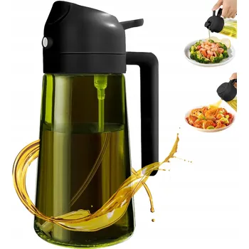 Nádoba na olej a ocet ROZPŘESOVAČ OLEJE DÁVKOVAČ ROZPRAŠOVAČ NA OLEJ A OCET 470 ML SKLENĚNÝ DÁVKOVAČ 2V1