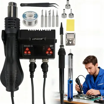 Páječka Pájecí stanice 2v1 horkovzdušná 8909D-S 700W výkonná a přesná s pájecí pistolí