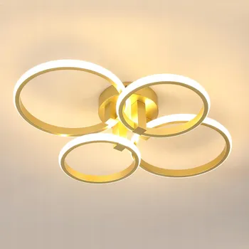 LED Stropní Svítidlo 56W 6300lm Zlaté 3000K Lustr LED do Obýváku a Ložnice