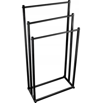 Věšák STOJAN NA RUČNÍKY DO KOUPELNY VĚŠÁK LOFT ČERNÝ KOVOVÝ 3 ÚROVNĚ