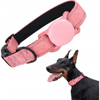 Obojek pro psa Obojek pro psa s držákem AirTag světle růžový velikost XS reflexní neopren