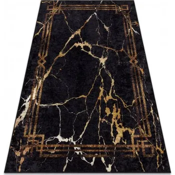 Koberec Makro Abra Kusový koberec pratelný MIRO 51333.801 Mramor protiskluzový černý zlatý Rozměr: 120x170 cm