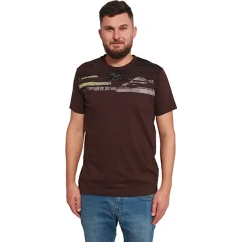 Pánské tričko Tričko krátký rukáv DENAM NV čokoláda 4XL