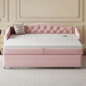 Postel Jednolůžková dřevěná postel Arhatreya 90x200 v odstínech růžové