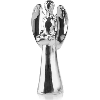 Svícen Keramická figurka Anděl - stříbrná 35 cm