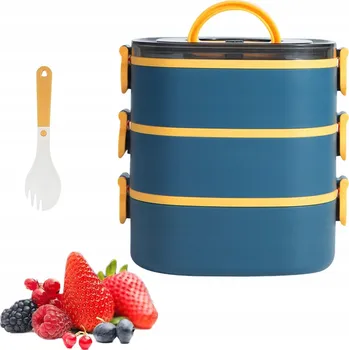 Dóza na potraviny Jídelní menážka s držadlem, box na jídlo, přepravka na potraviny, 3 nádoby, 2L