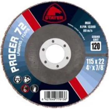 Brusný kotouč Lamelový brusný kotouč Ø 115 x 22 mm, zrnitost 80, PROCER 72, STAYER
