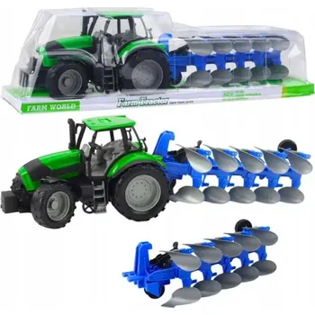 autíčko Zelený zemědělský traktor s pluhem a pohonem