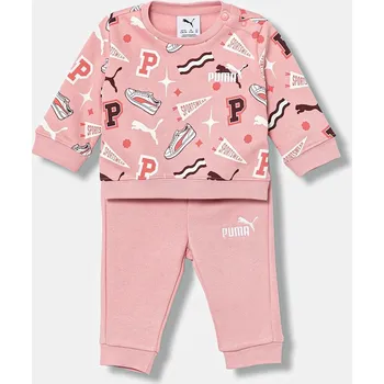 Sportovní oblečení Dětská tepláková souprava Puma MINICATS AOP Crew Set FL INF 689731 růžová 30X, vel. 104