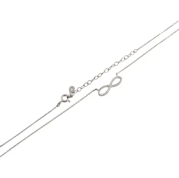 Náhrdelník Stříbrný náhrdelník nekonečno se zirkony, 40-45 cm, rhodiovaný, Ag 925