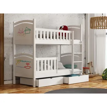 Dětská postel Patrová postel Emilka Barva dřeva: Bílá barva, Rozměry: 80x180