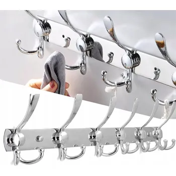 Věšák VĚŠÁK NA STĚNU DO PŘEDSÍNĚ NA OBLEČENÍ BUNDY KLASICKÝ OCELOVÝ